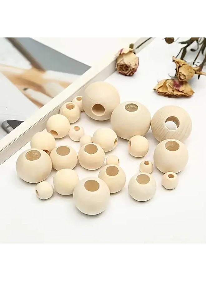 10 قطعة من خرز الخشب الطبيعي غير المكتمل مقاس 35 مم مع ثقوب كبيرة الحجم للحرف اليدوية DIY - Image 5